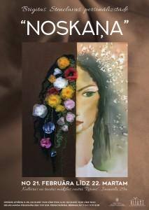 Izstādes "Noskaņa" plakāts ar sievietes portretu